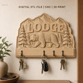 Fichier CNC porte-clés mural enseigne Lodge ours montagne nature, STL très haute qualité