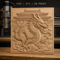 Fichier CNC & impression 3D dragon chinois, temple asiatique, nuages, haute qualité relief STL
