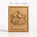 Fichier CNC & impression 3D thème mariage, bagues entrelacées et bouquet floral, haute qualité relief STL