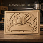 Fichier CNC & impression 3D casque pompier, haches croisées et flammes, haute qualité relief STL