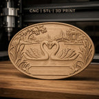 Fichier CNC & impression 3D cygnes sur lac, pont et pavillon, haute qualité relief STL