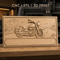 Fichier CNC & impression 3D moto cruiser, route désert montagne paysage, haute qualité relief STL