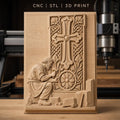Fichier CNC & impression 3D artisan tailleur de pierre, croix sculptée et motifs floraux, haute qualité relief STL