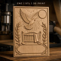 Fichier CNC & impression 3D berceau avec colombe, soleil, branches d'olivier, haute qualité relief STL