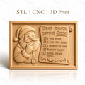 Fichier CNC & impression 3D Père Noël pensif, liste drôle Noël, haute qualité relief STL