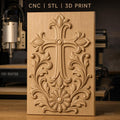Fichier CNC & impression 3D Croix fleurie ornement décoratif haute qualité relief STL
