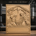Fichier CNC & impression 3D crèche de Noël, Marie Joseph bébé Jésus animaux, haute qualité relief STL