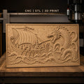 Fichier CNC & impression 3D combat légendaire entre guerriers viking et dragon de mer, haute qualité relief STL