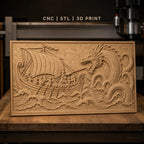 Fichier CNC & impression 3D combat légendaire entre guerriers viking et dragon de mer, haute qualité relief STL