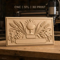 Fichier CNC & impression 3D christ, raisin et épis de blé, haute qualité relief STL