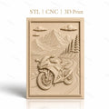 Fichier CNC & impression 3D moto sportive, route de montagne, paysage naturel, haute qualité relief STL