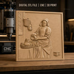Fichier CNC & impression 3D La Laitière, femme versant du lait, panier de pain, haute qualité relief STL
