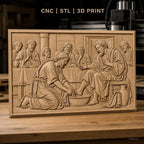 Fichier CNC & impression 3D lavement des pieds, Jésus Christ et apôtres, haute qualité relief STL