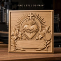 Fichier CNC & impression 3D coeur sacré couronne d'épines fleurs haute qualité relief STL