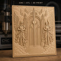 Fichier CNC & impression 3D portes célestes, anges gardiens avec épées, haute qualité relief STL