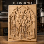 Fichier CNC & impression 3D gargouille démoniaque, château gothique détaillé, haute qualité relief STL