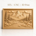 Fichier CNC & impression 3D paysage montagne rivière sapins haute qualité relief STL