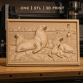 Fichier CNC & impression 3D phoques sur rochers avec phare et bouées haute qualité relief STL
