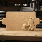 Fichier CNC décoration pancakes sirop feuilles d'érable bas-relief pour sculpture sur bois, STL