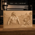 Fichier CNC & impression 3D scène antique homme dans rivière casque armure haute qualité relief STL
