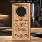 Fichier CNC & impression 3D plaque porte 'Guest Room', décoration chambre, STL très haute qualité