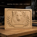 Fichier CNC & impression 3D chien berger feuilles cadres haute qualité relief STL