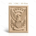 Fichier CNC & impression 3D aigle emblème, bouclier étoiles et feuilles, haute qualité relief STL