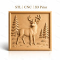 Fichier CNC & impression 3D cerf majestueux forêt montagne haute qualité relief STL