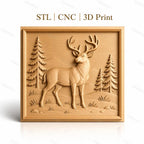 Fichier CNC & impression 3D cerf majestueux forêt montagne haute qualité relief STL