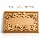 Fichier CNC & impression 3D Noël gui et ruban, cadre relief décoratif, haute qualité relief STL