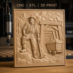 Fichier CNC & impression 3D mineur, galerie minière, wagon de mine, montagne, haute qualité relief STL