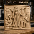 Fichier CNC & impression 3D ancien Égypte, homme en toge avec sacs et grenier, haute qualité relief STL