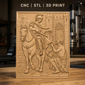 Fichier CNC & impression 3D Saint Martin partageant son manteau, cheval, moyen âge, haute qualité relief STL