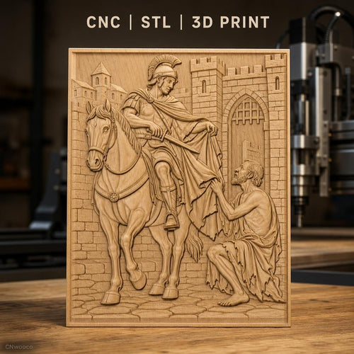 Fichier CNC & impression 3D Saint Martin partageant son manteau, cheval, moyen âge, haute qualité relief STL