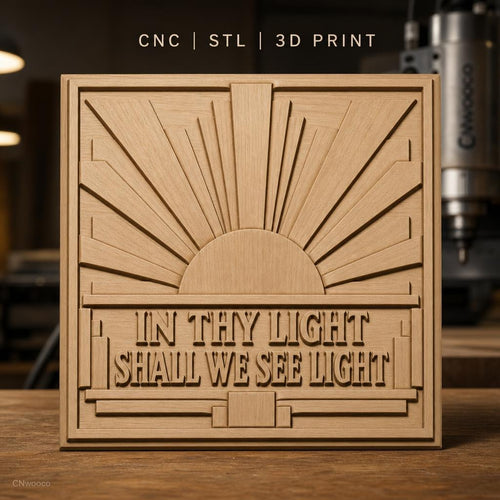 Fichier CNC & impression 3D soleil levant, texte inspirant, haute qualité relief STL