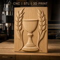 Fichier CNC & impression 3D calice et feuillage, motif religieux hauteur relief STL haute qualité relief STL