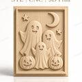 Fichier CNC & impression 3D thème Halloween, fantômes, citrouilles, lune et étoiles, haute qualité relief STL
