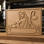 Fichier CNC & impression 3D Jésus bon berger avec agneau, bâton de berger, haute qualité relief STL