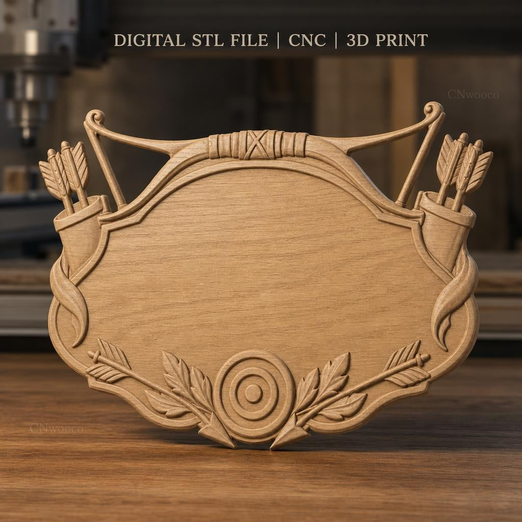 Fichier CNC & impression 3D enseigne décoration tir à l’arc, flèches, cible, STL très haute qualité