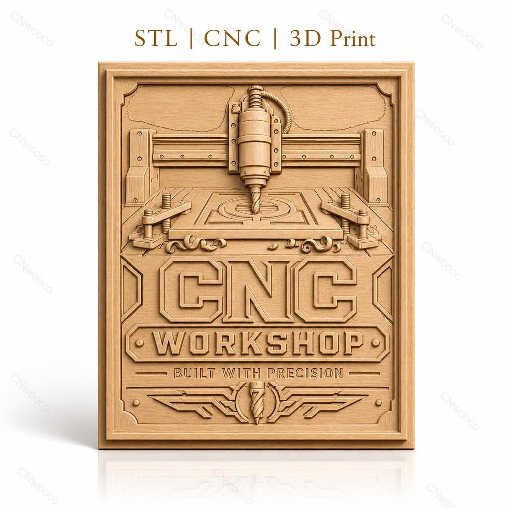 Fichier CNC & impression 3D atelier CNC, fraiseuse, machine à bois, haute qualité relief STL