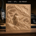 Fichier CNC & impression 3D scène biblique prière sur rochers avec nuages et arbres, haute qualité relief STL