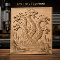 Fichier CNC & impression 3D hydre à six têtes, ruines antiques et étang, haute qualité relief STL