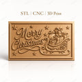 Fichier CNC & impression 3D Noël avec traîneau et cadeaux, étoiles décoratives, haute qualité relief STL