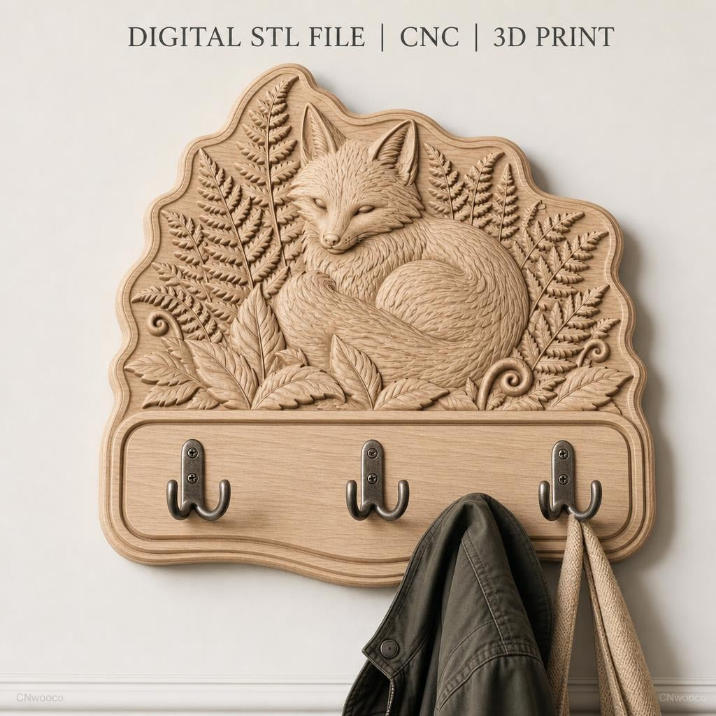 Fichier CNC & impression 3D plaque décorative renard endormi feuille STL très haute qualité