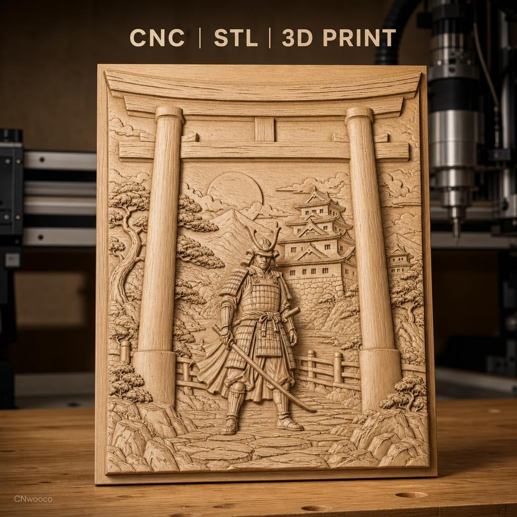 Fichier CNC & impression 3D samouraï, torii, château japonais, haute qualité relief STL