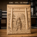 Fichier CNC & impression 3D samouraï, torii, château japonais, haute qualité relief STL