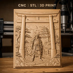 Fichier CNC & impression 3D samouraï, torii, château japonais, haute qualité relief STL