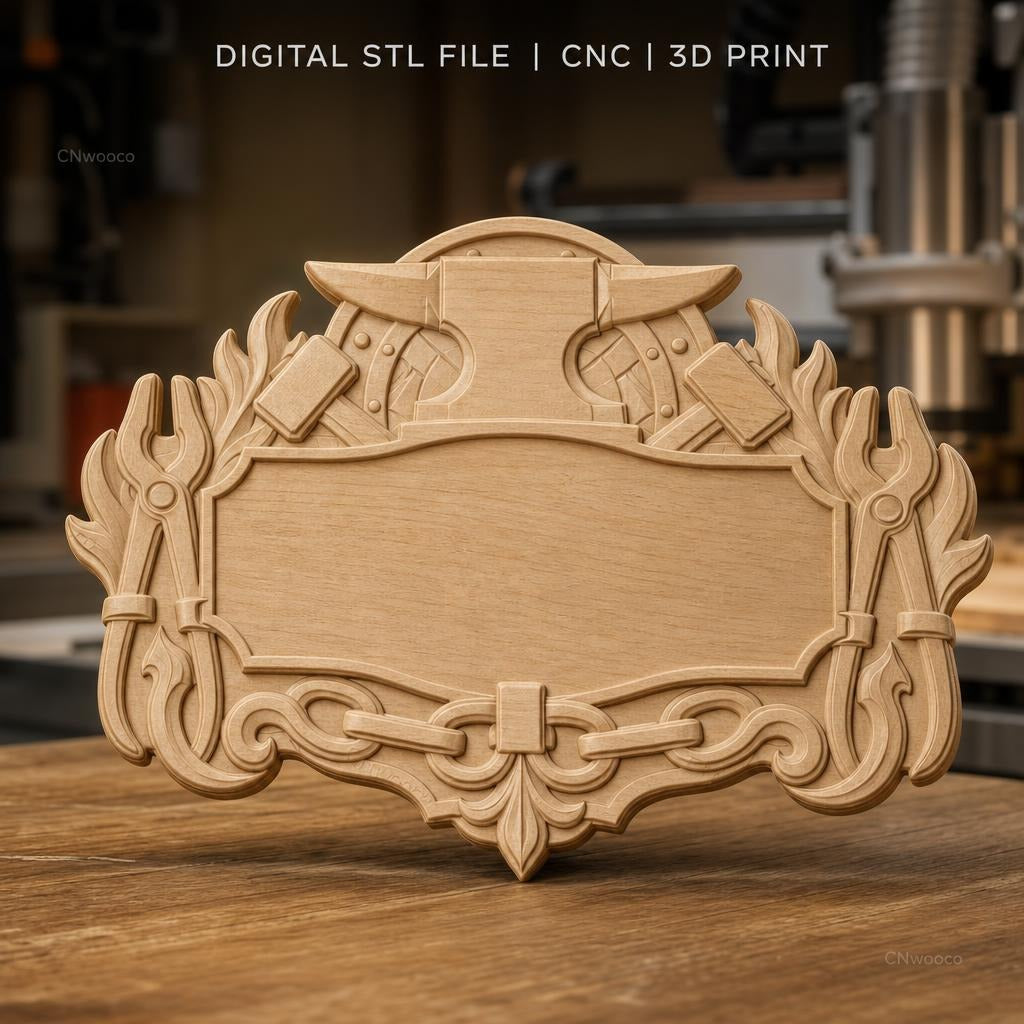 Fichier CNC & impression 3D plaque décorative fer forgé et outils, STL très haute qualité