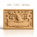 Fichier CNC & impression 3D renne de Noël, cloches, flocons de neige, relief festif haute qualité relief STL