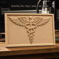 Fichier CNC & impression 3D caducee medical serpents ailes relief, haute qualité relief STL